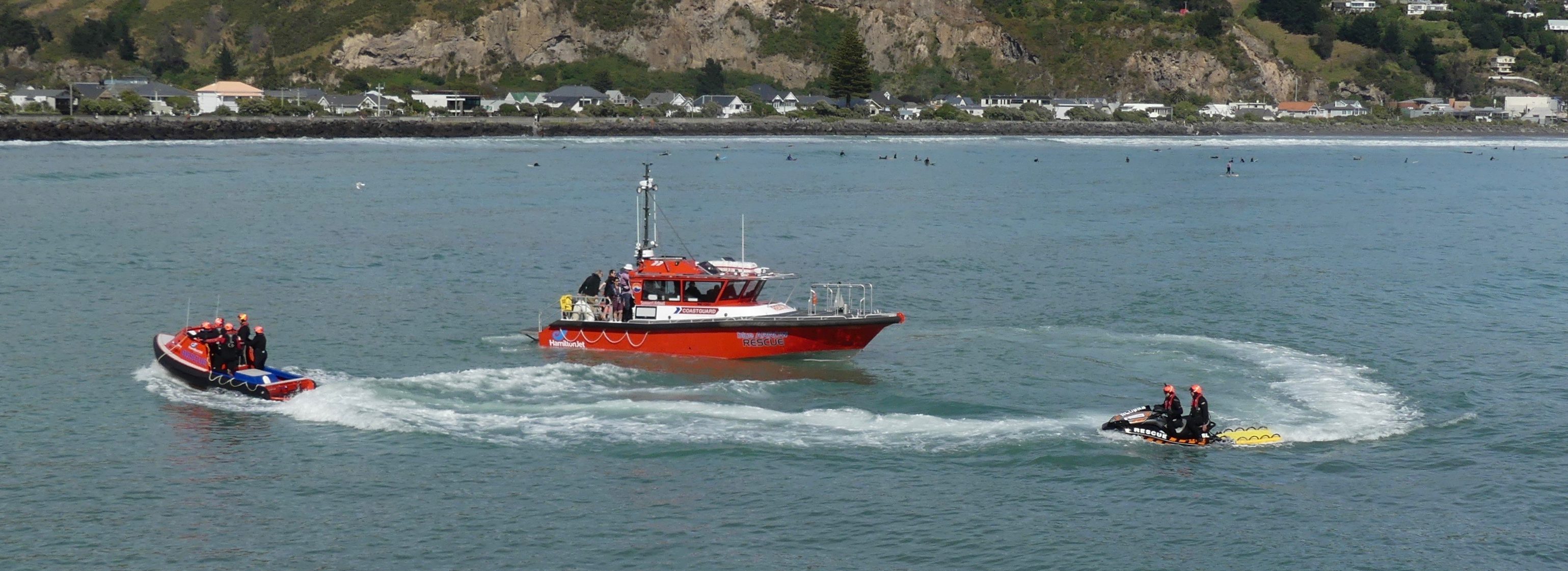 3 vessels - Blue Arrow Rescue, Urquhart Trust Rescue, Hamilton Jet Rescue